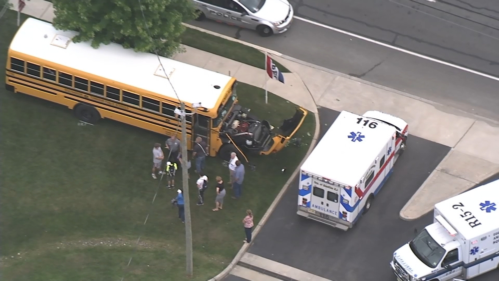 Chopper 6 over school bus crash in Egg Harbor Twp.