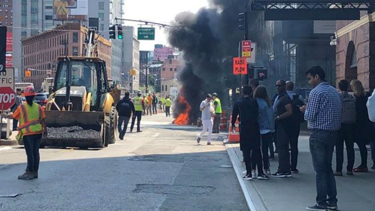 Crews respond to manhole fire outside Chelsea Market