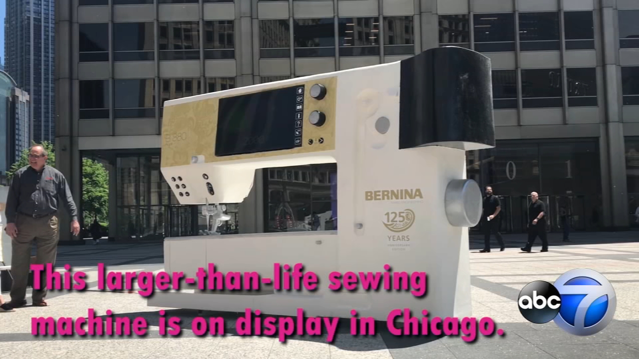 Giant sewing machine on display along Mag Mile