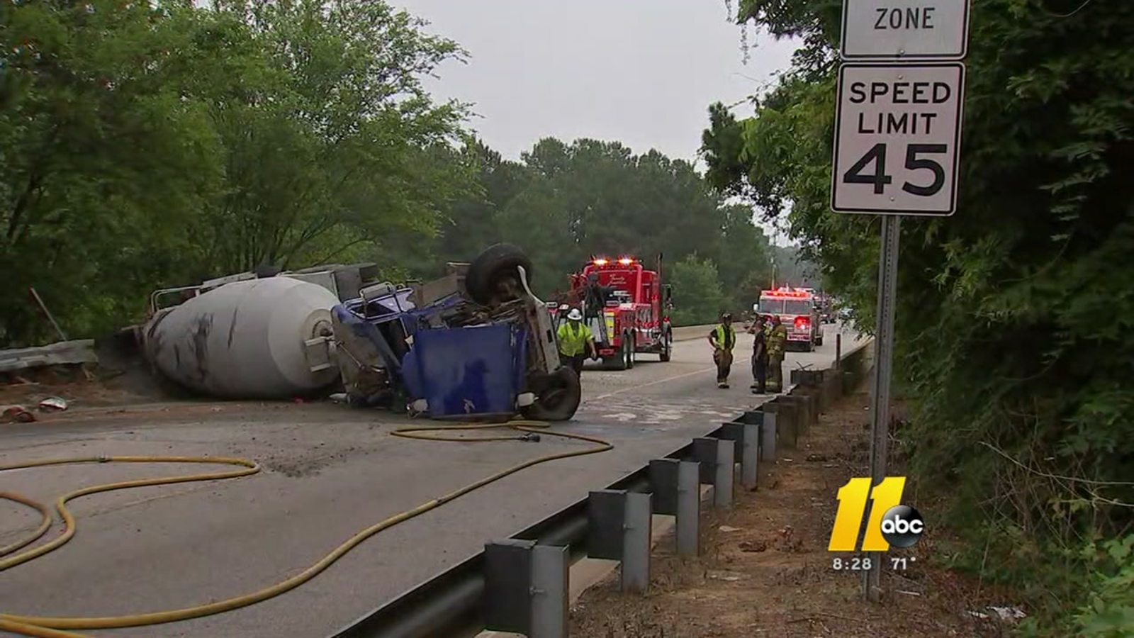 Rock Quarry Road reopened after concrete truck overturned in Raleigh