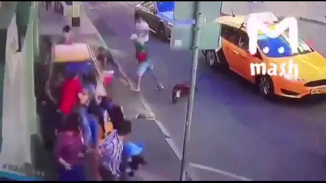 CAUGHT ON CAMERA: Taxi plows into crowd on sidewalk