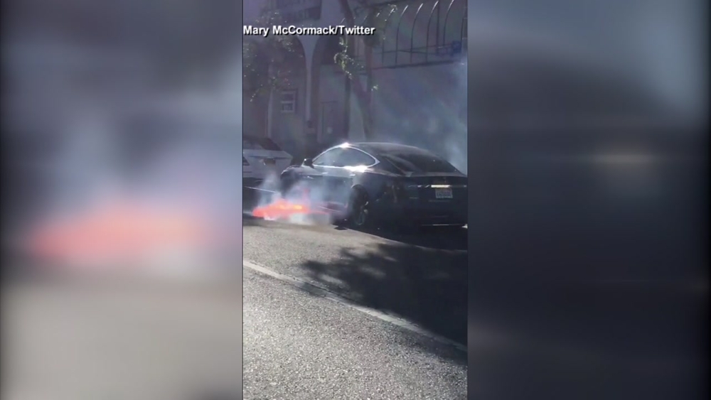 Tesla investigating car fire
