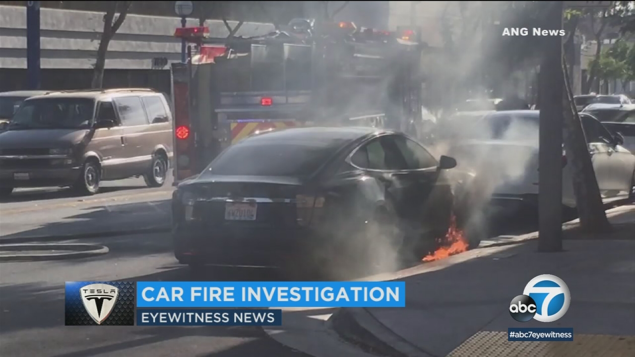 Actress says Tesla that caught fire in WeHo was husband's