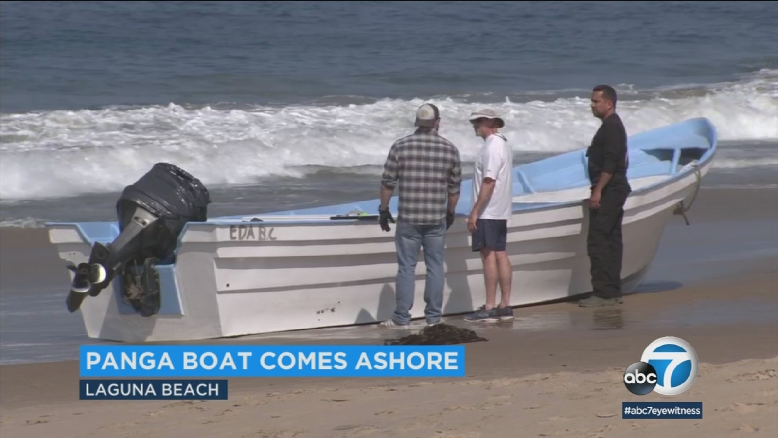 Panga boat washes ashore in Laguna Beach; 4 people detained - ABC7 Los ...