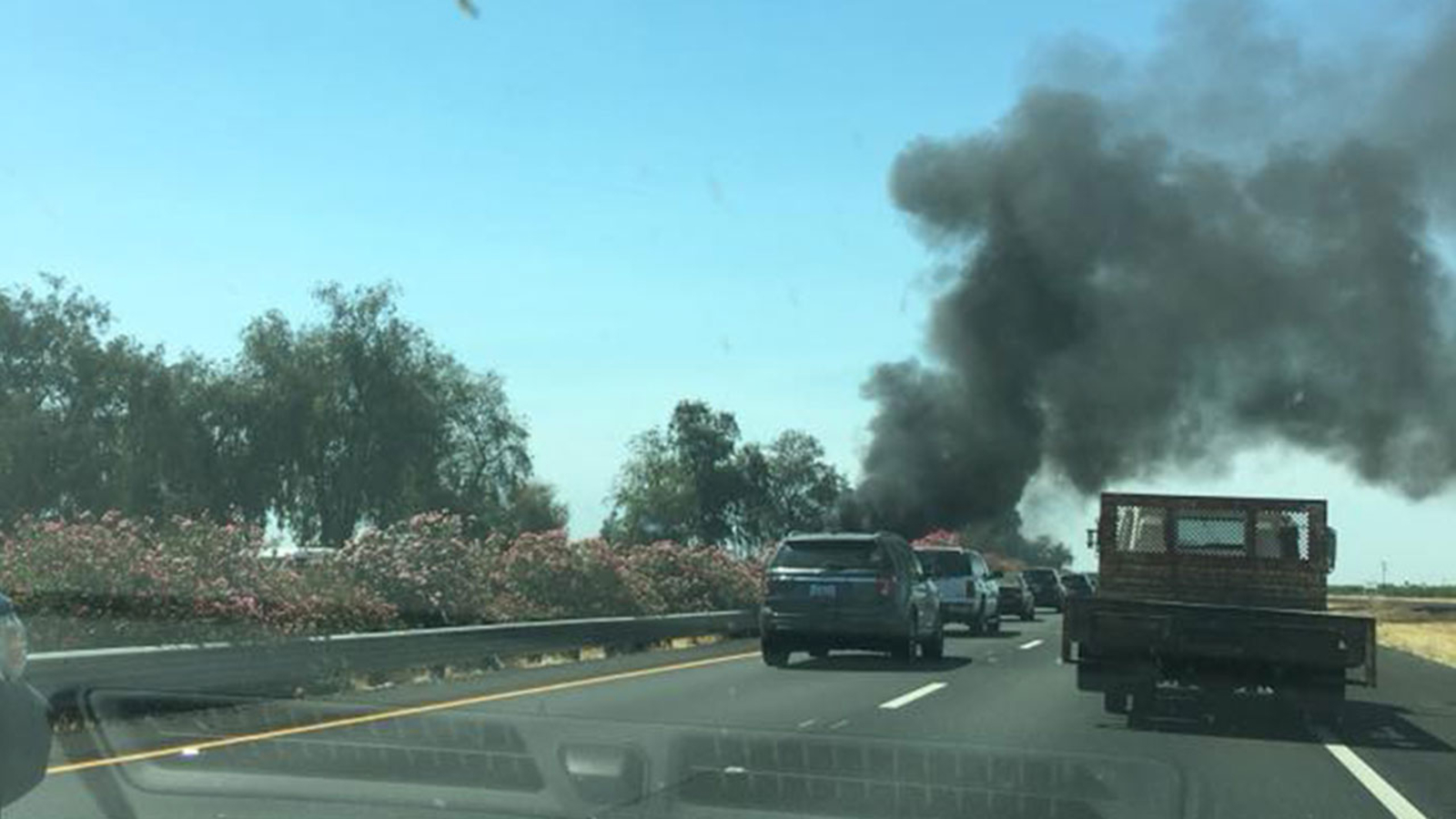 Big rig fire on southbound Highway 99 causes tremendous traffic backup ...