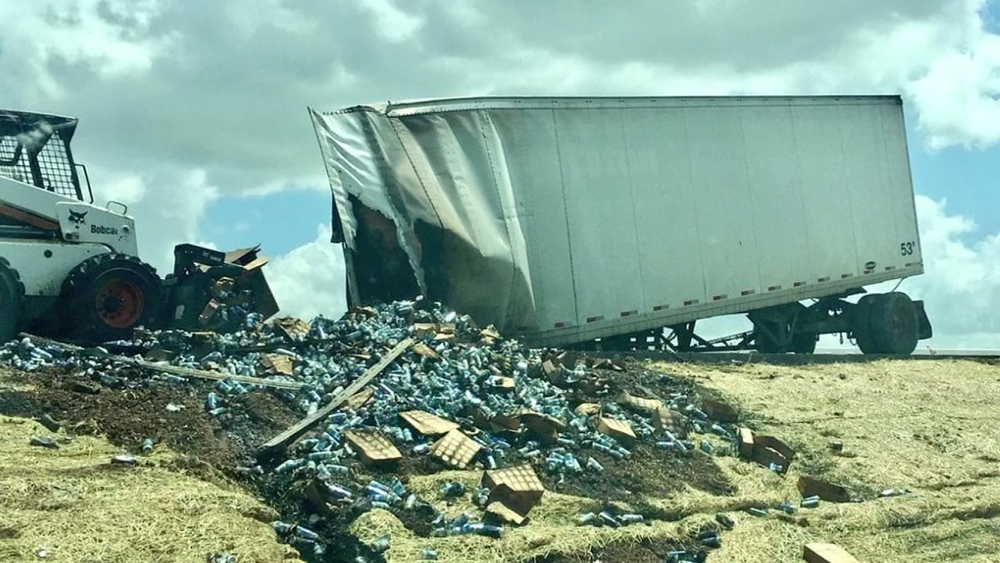 Beer truck blocks I-10 traffic after erupting in flames