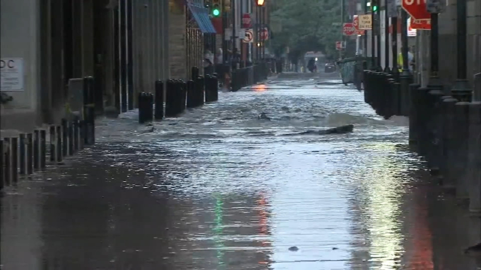 Damaged streets and businesses after Center City water main break