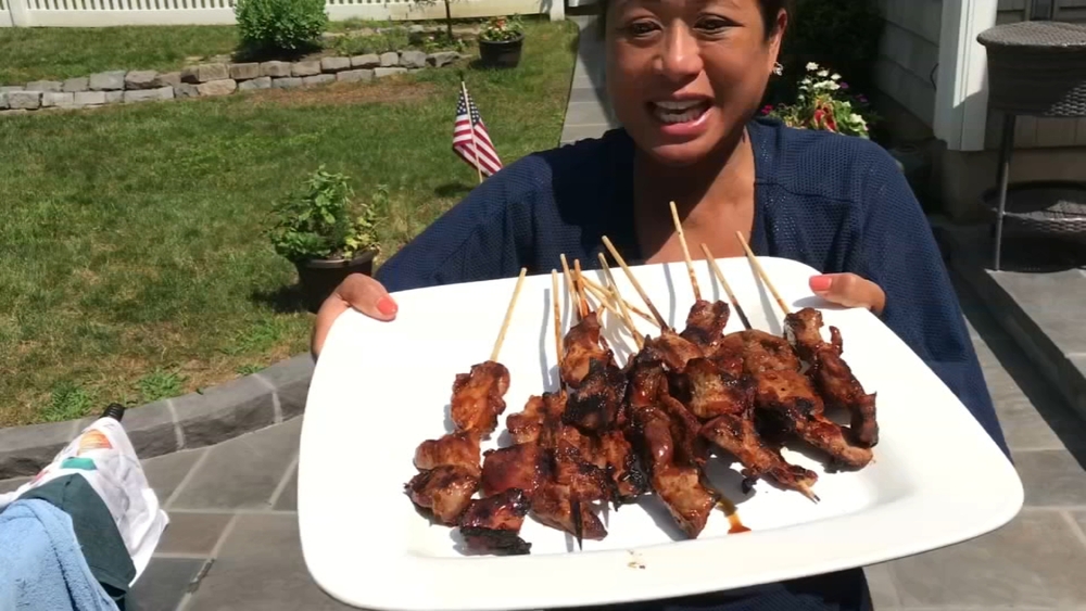 Nina Pineda's Filipino pork sticks are perfect poolside snacks