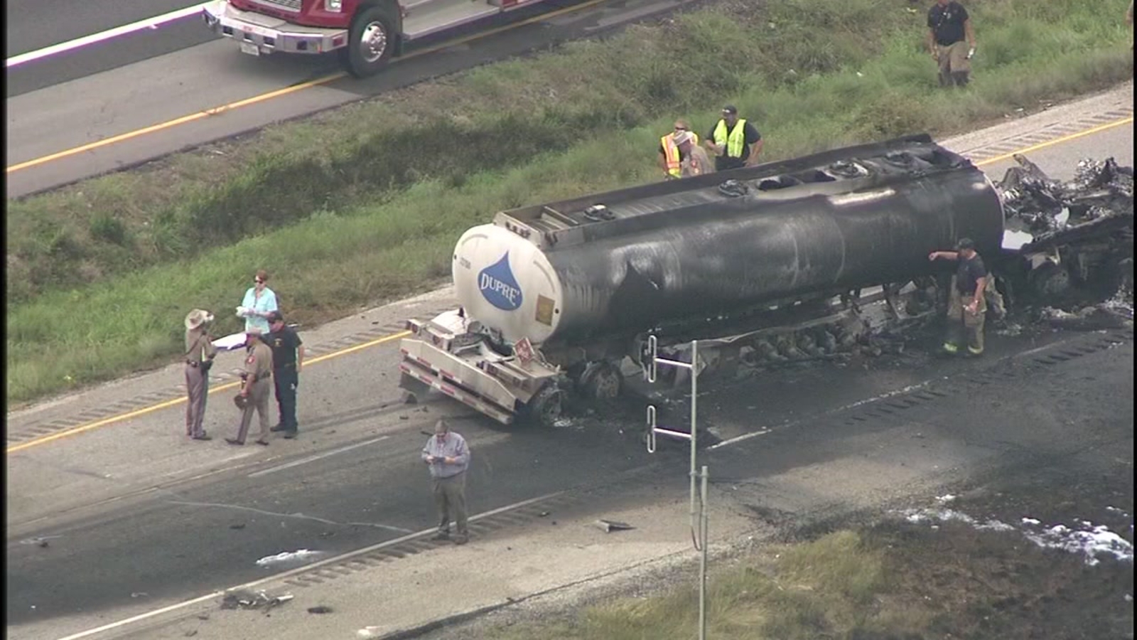 Tanker fire shuts down Highway 59 in both directions after crash in