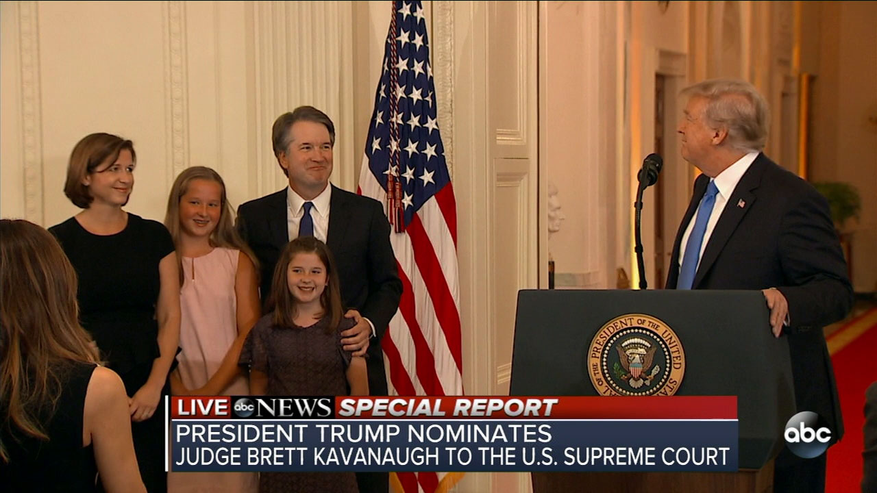 Trump names Judge Brett Kavanaugh his nominee to Supreme Court