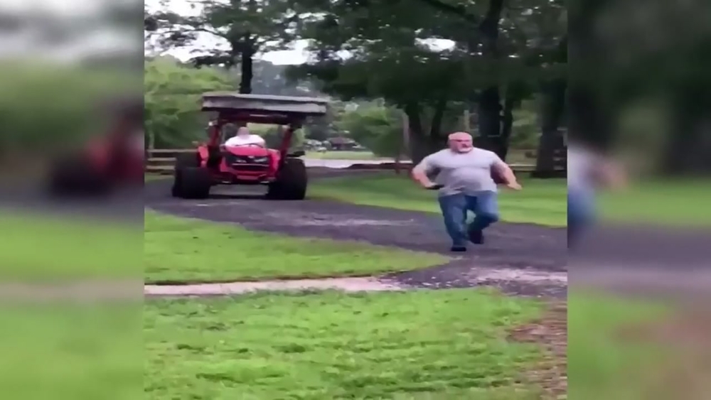Man chased by tractor in bizarre confrontation
