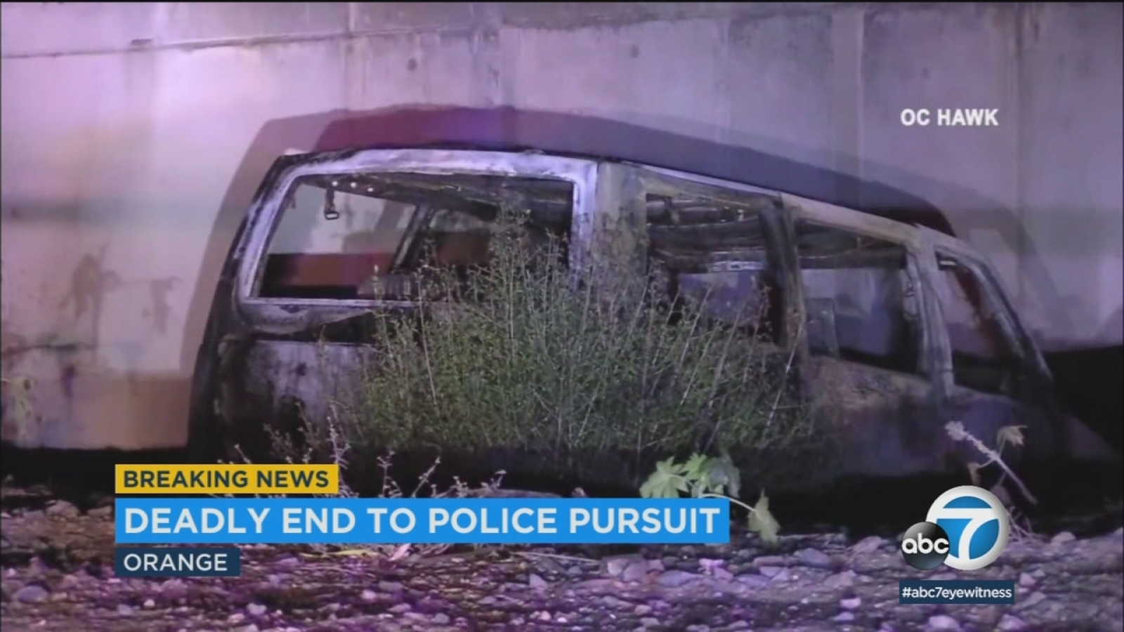 Chase suspect dies in car fire in Orange - ABC7 Los Angeles