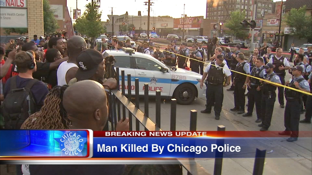 Protests erupt after manf atally shot by police in South Shore