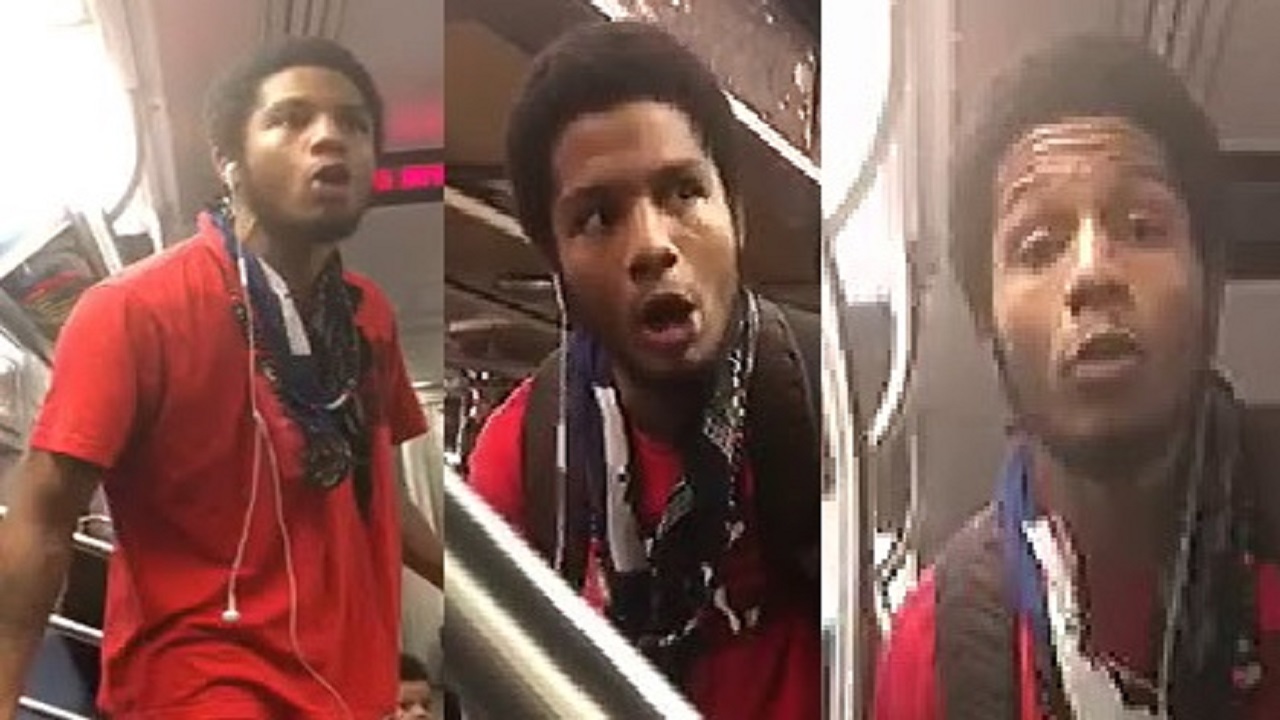 Man pushing stroller with young child threatens Manhattan subway rider in disturbing video
