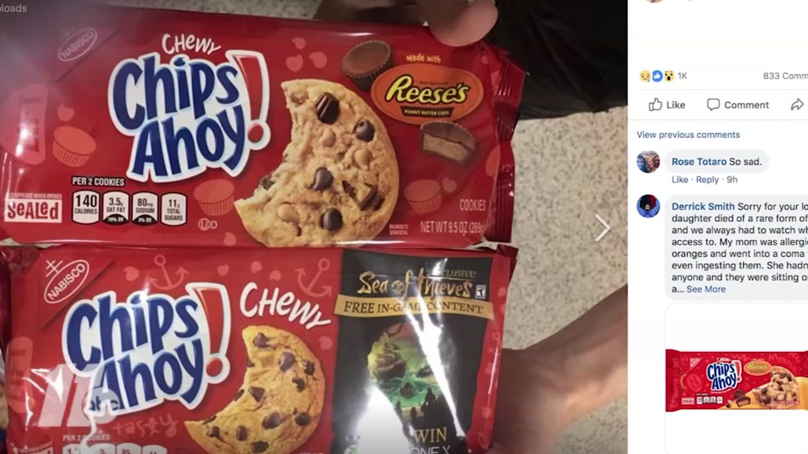 Florida mom blames teen's death on packaging for Reese's Chips Ahoy