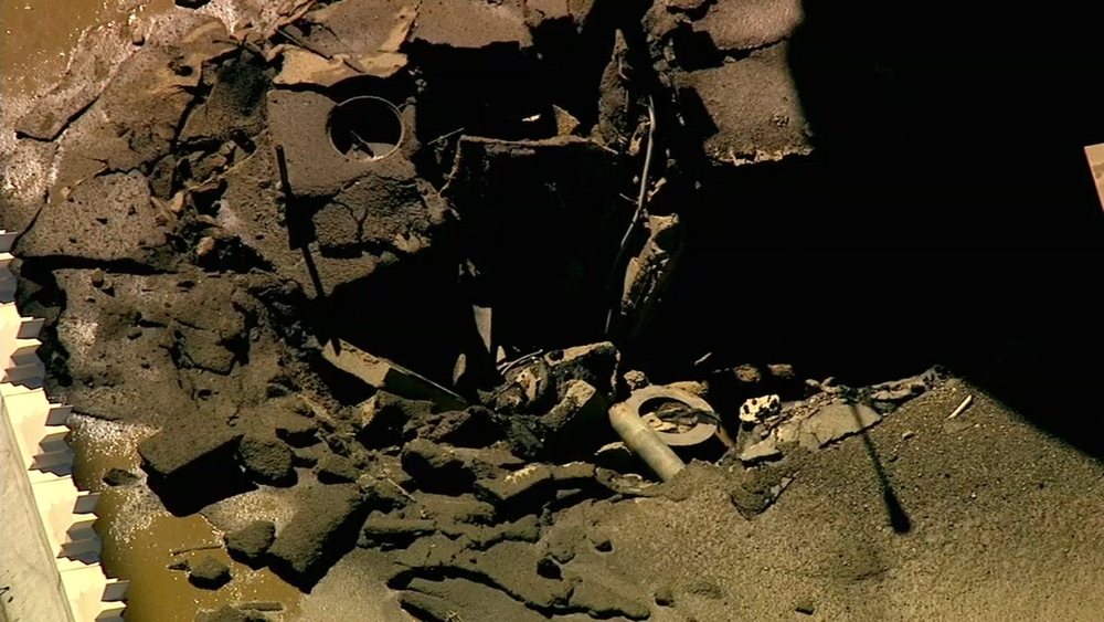 RAW VIDEO: Crater from steam pipe explosion