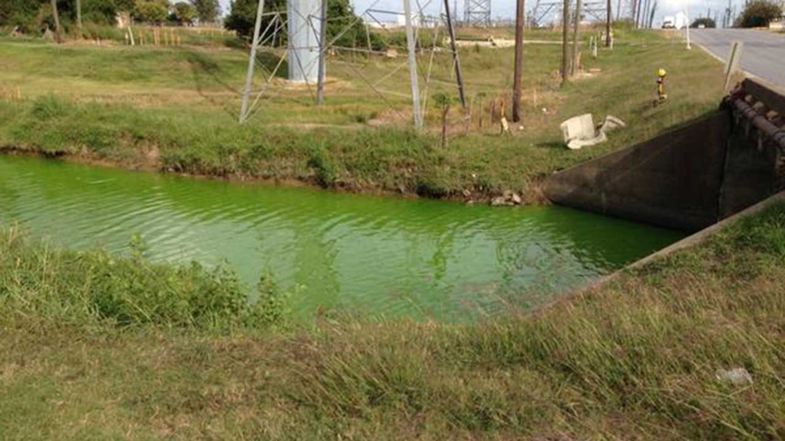 What's with the neon green water flowing through Galena Park? ABC13
