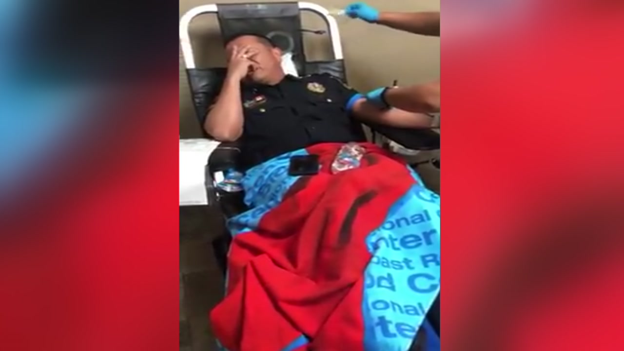 Officer faces phobia of needles during blood drive