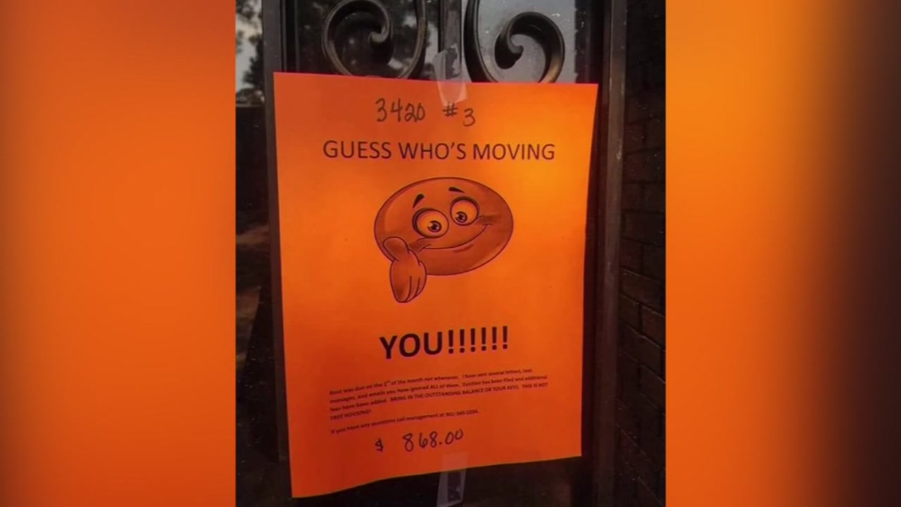 An eviction notice posted at a Tennessee apartment complex is going viral.
