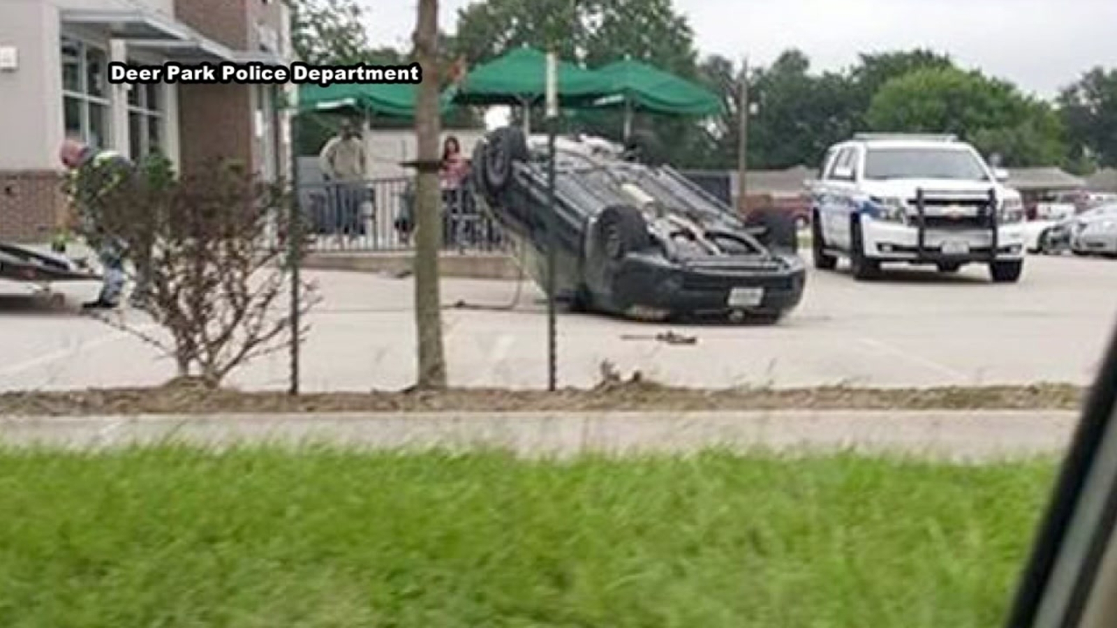 Car flips over leaving drivethru of Starbucks in Deer Park ABC13 Houston