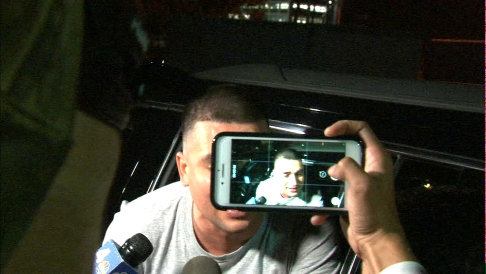 Immigrant speaks with reporters after release