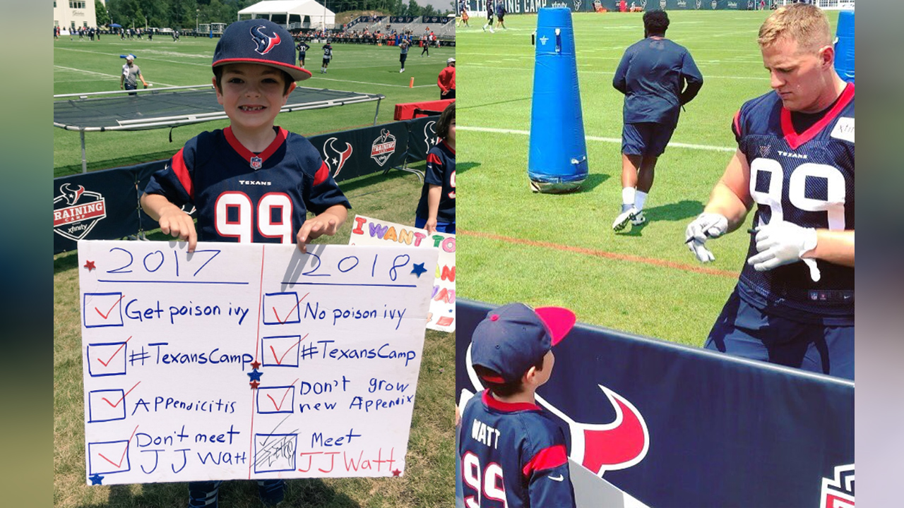 Little boy meets J.J. Watt at training camp