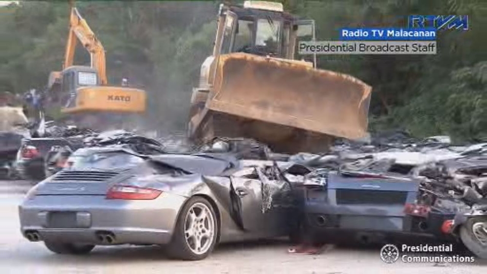 Luxury cars, motorcycles destroyed in smuggling crackdown