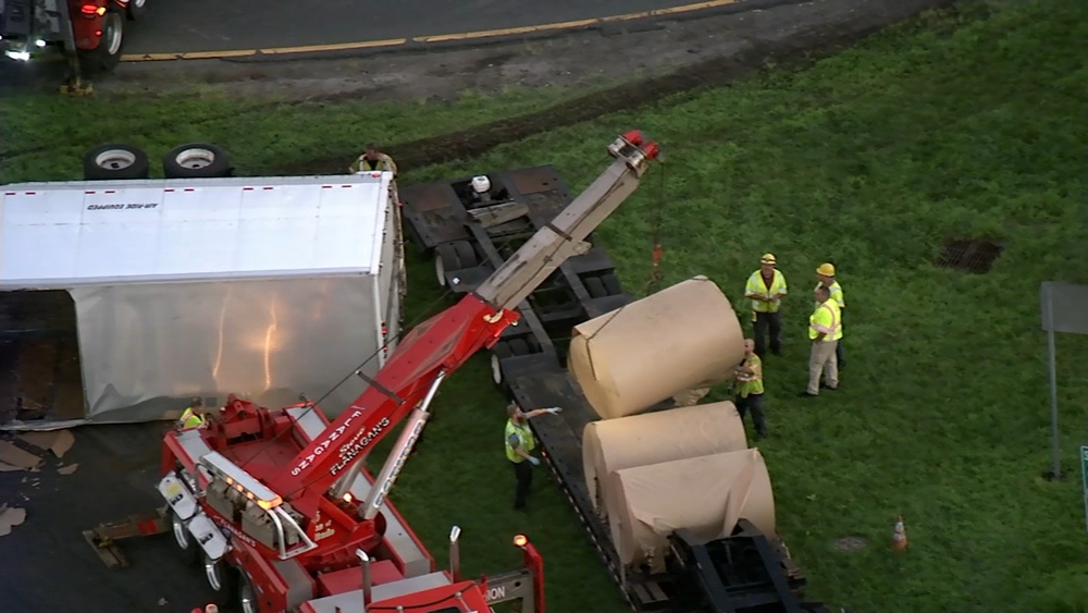 Chopper 6: Truck carrying paper products overturns