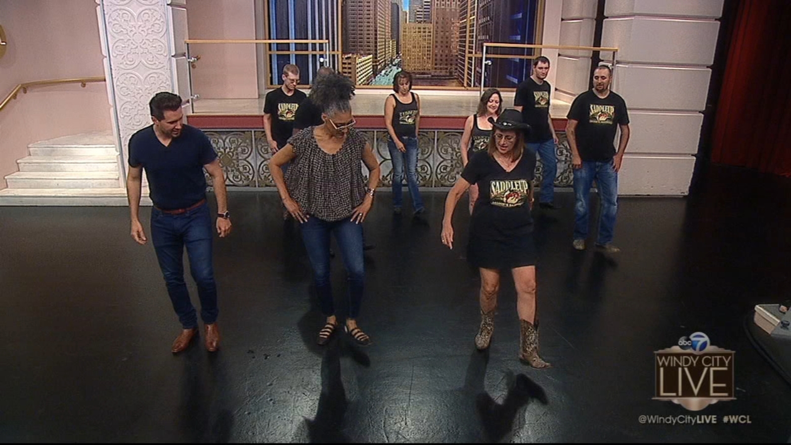 Saddle Up Saloon dancers teach Carla and Ryan to line dance ABC7 Chicago