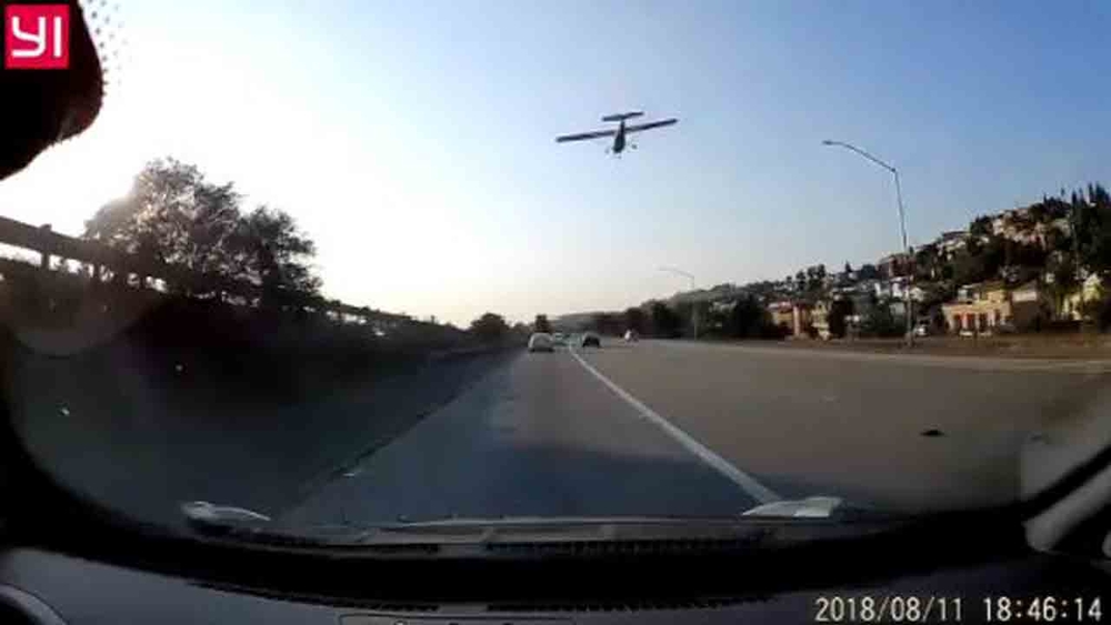 Plane lands on freeway in northern California