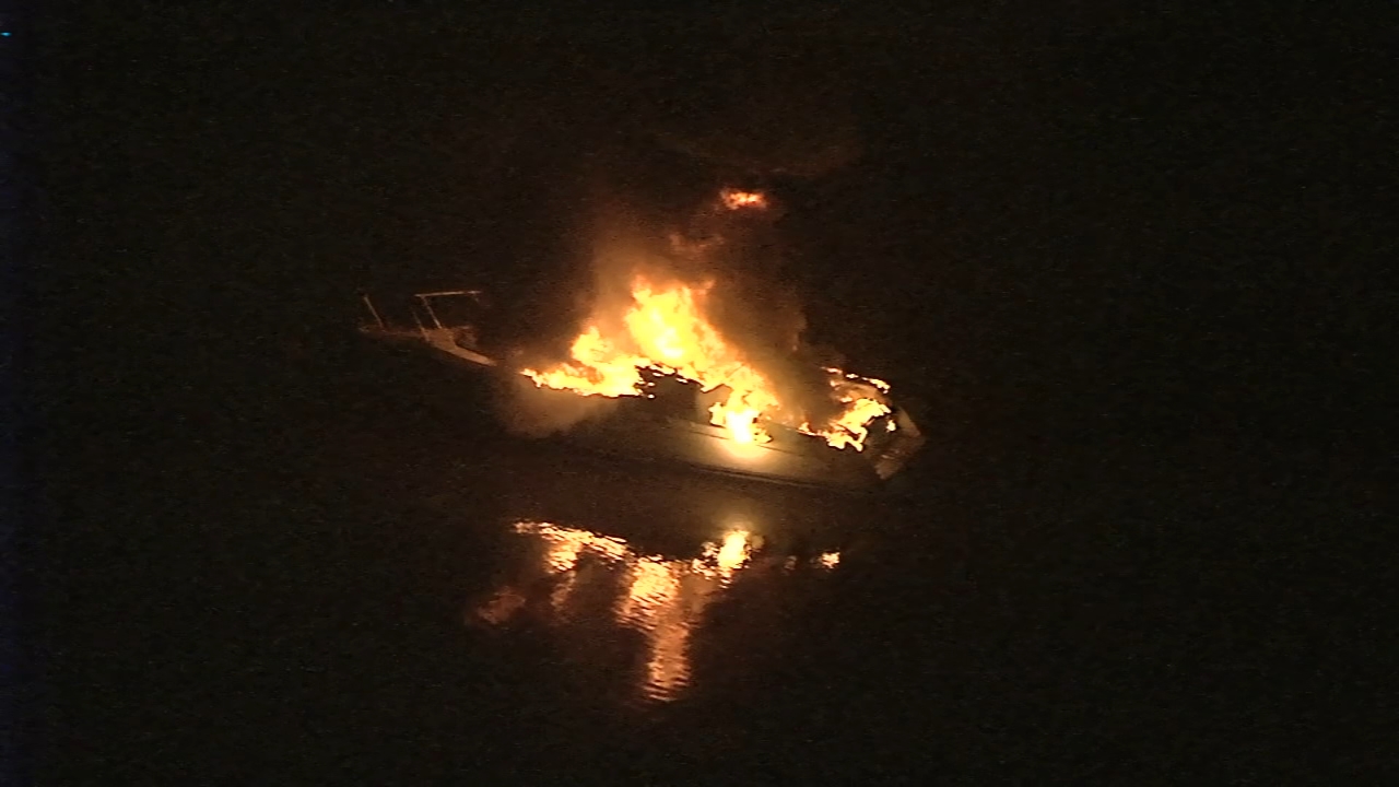 Boat catches fire on Delaware River in Tacony