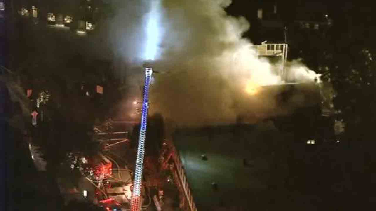 Fire erupts after truck crashes into pizzeria in Frenchtown
