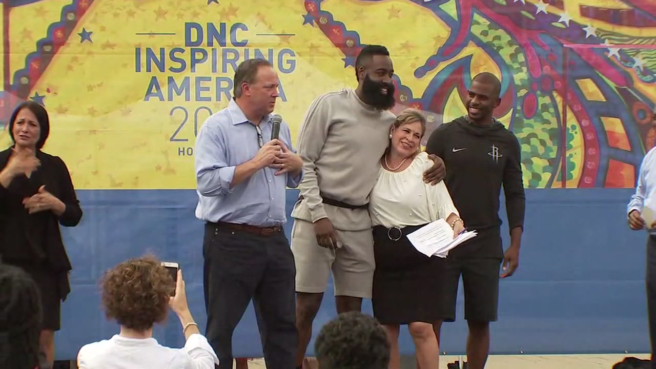 Houston rally to bring DNC stars Harden and CP3