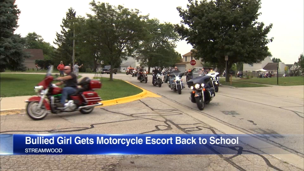 Bikers escort Streamwood bullying victim to first day of middle school