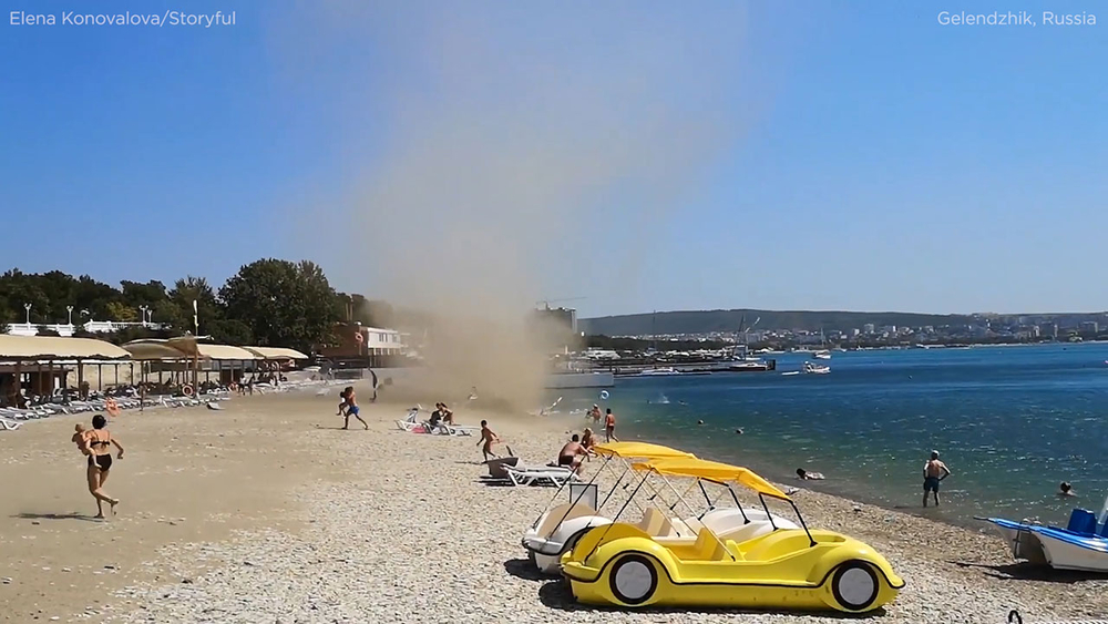 WATCH: Dust devil tears across beach 