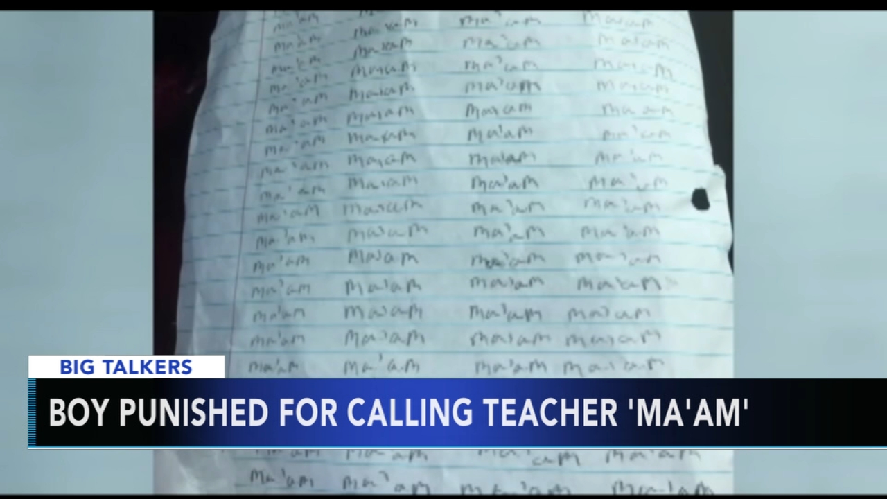 Child punished for calling teacher 'ma'am'