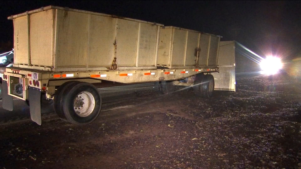 Grape truck over turns, spills grapes on to road in Fresno County