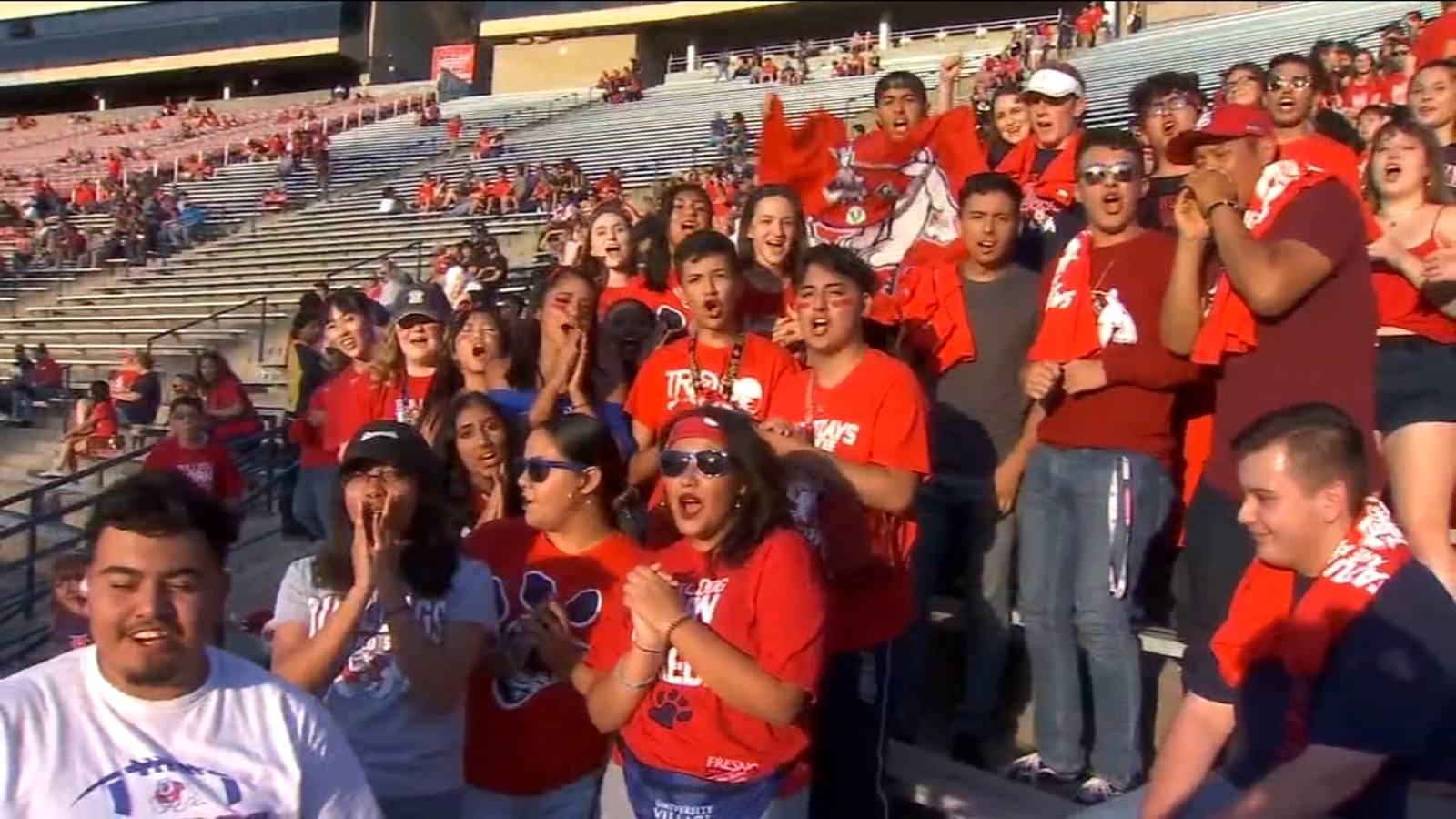 Fans cheer on the dog as they march to victory ABC30 Fresno