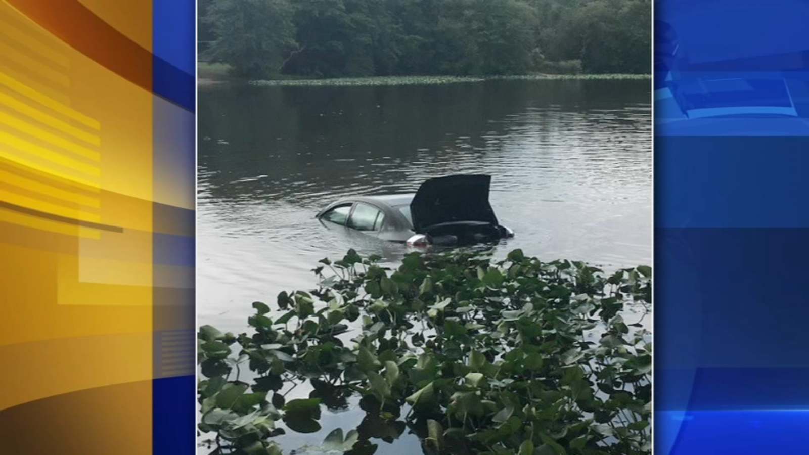 Car lands in pond after driver misses turn in Newark, Delaware 6abc