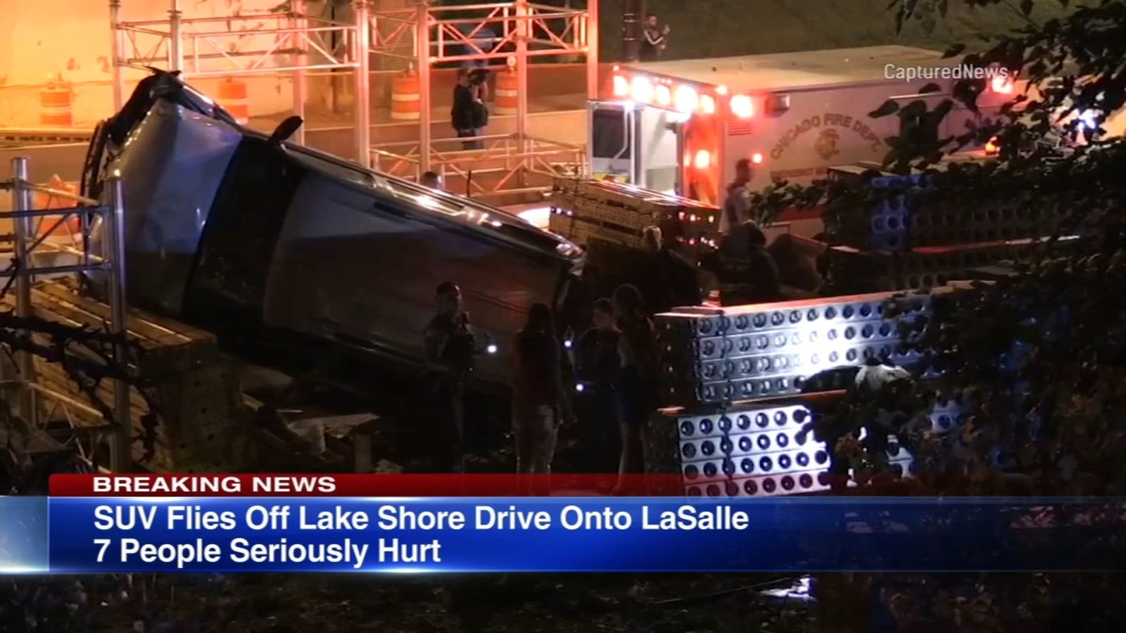 7 injured after SUV flies off Lake Shore Drive onto construction ...