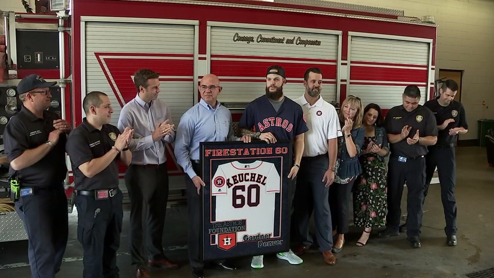 Dallas Keuchel visits a local fire station