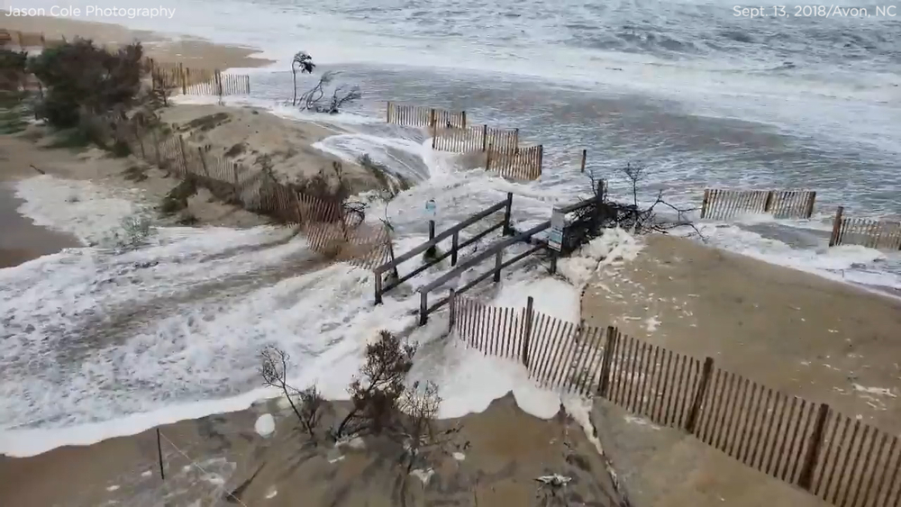 Storm surge swallows Avon beach