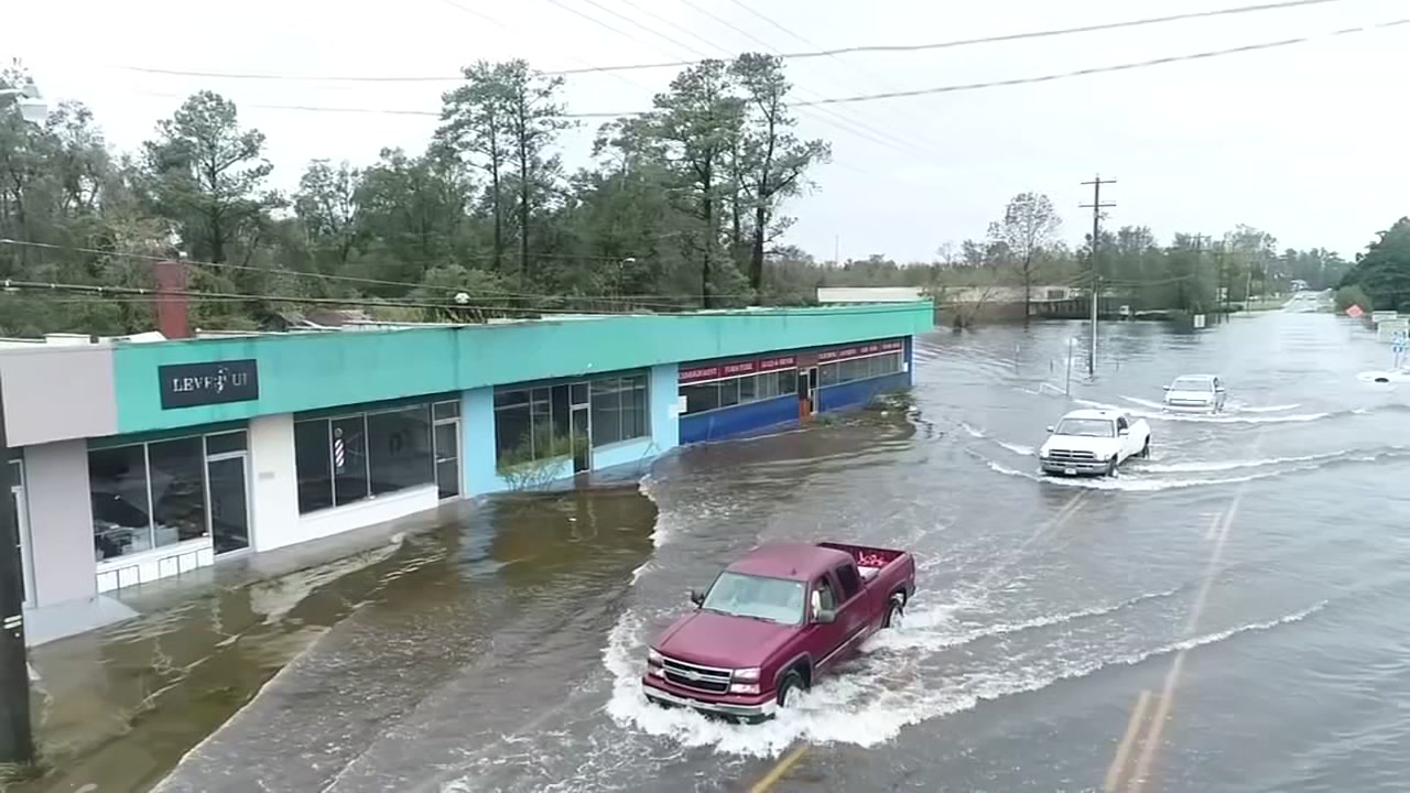 Wilmington aerials: Flood damage from Hurricane Florence