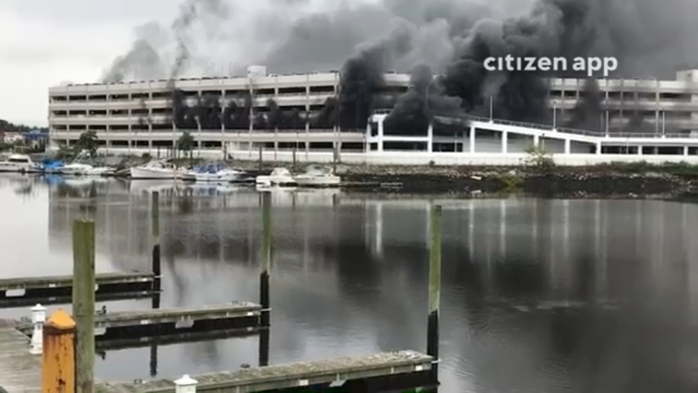 RAW VIDEO: Parking garage fire