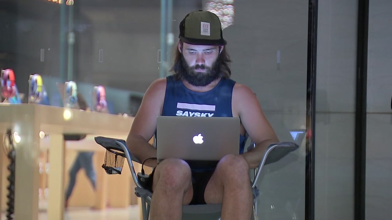 Man already lined up outside Apple