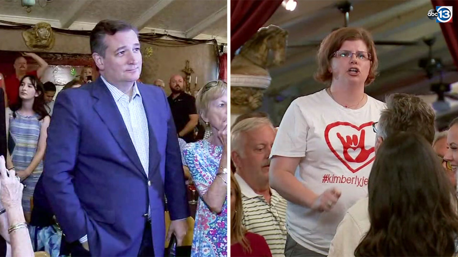 Ted Cruz confronted by Santa Fe High School victim's mother at town