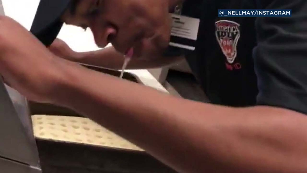 VIDEO: Ballpark worker arrested after footage shows spitting on pizza