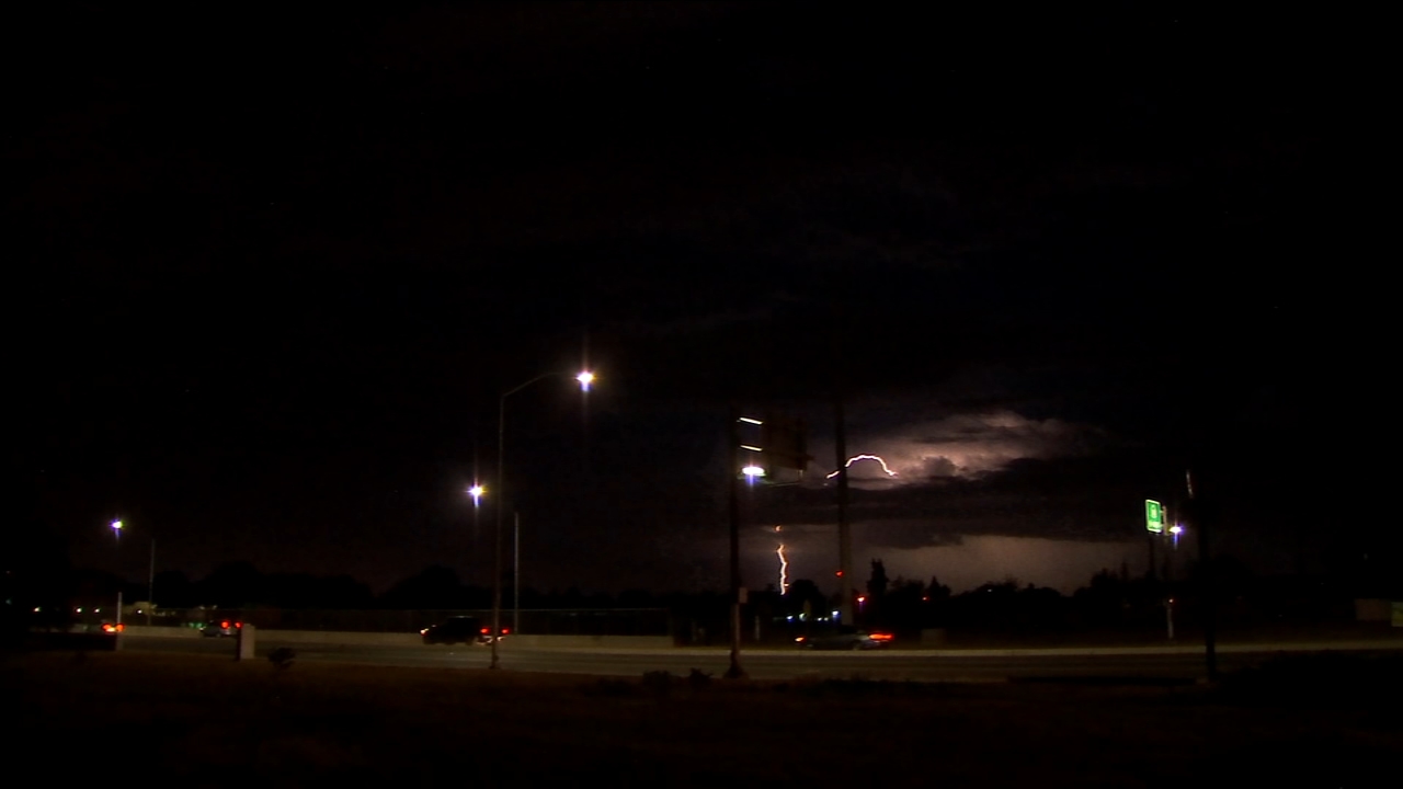 Lightning in the sky in Fresno