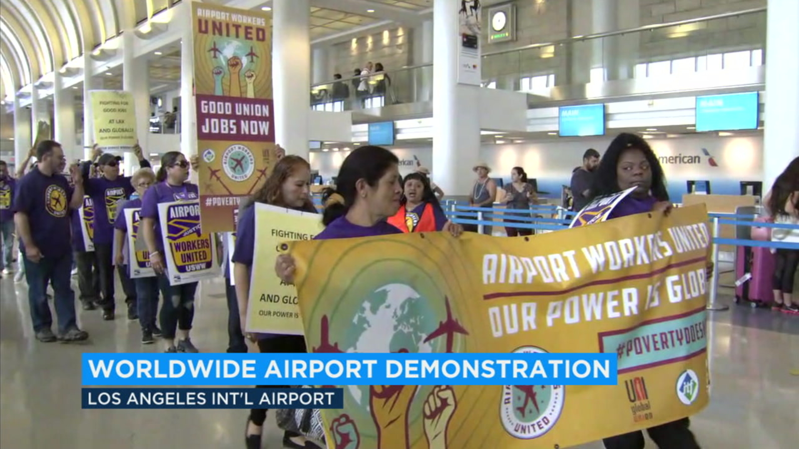 LAX workers take part in worldwide protest over wages, union rights