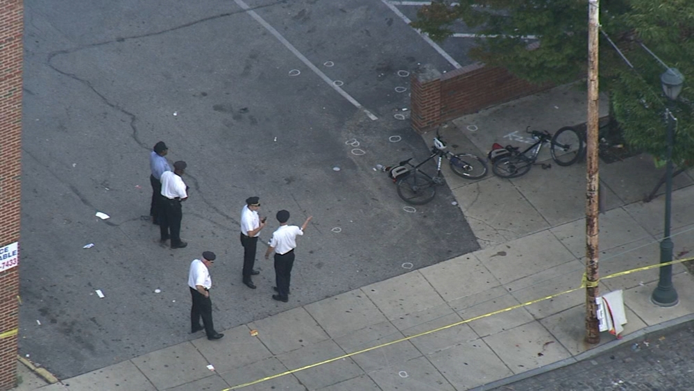 Chopper 6 over shooting scene in Germantown